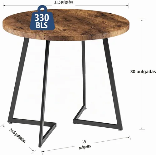 Vista 8 de VECELO Juego de mesa de comedor de 3 piezas, mesa de cocina redonda con 2 sillas tapizadas de terciopelo, diseño de ahorro de espacio para Marrón