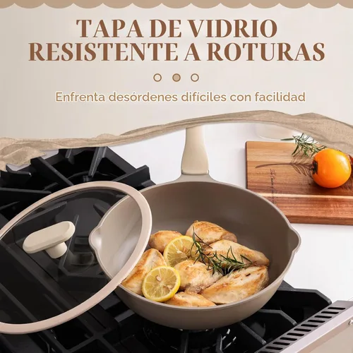 Vista 8 de PRICUSIS Sartén antiadherente profunda para freír con tapa de vidrio, 10 pulgadas (3.2 cuartos de galón), sartén antiadherente para saltear 5 veces