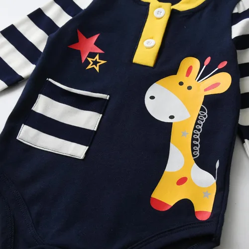 Vista 72 de Conjunto de 3 piezas de ropa de bebé recién nacido con estampado de manga larga + pantalones + sombrero