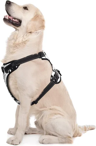 Vista 5 de Arnés para perro con estampado de piel dálmata, ajustable, transpirable, con clip para correa sin tirones, arnés para la mayoría de perros pequeños