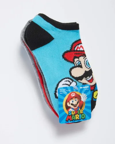 Vista 4 de Nuevo artículo Nintendo Super Mario Bros. Calcetines para niños 5 pk no show