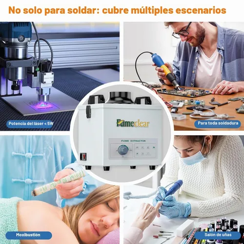 Vista 8 de FumeClear FC-100A Extractor de humos de bajo ruido y alto yodo de filtración de 3 etapas Gris