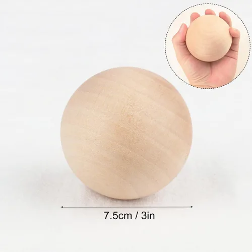 Vista 2 de Paquete de 4 bolas de madera sin terminar de 3 pulgadas, bola redonda de madera, bolas redondas de madera dura, esferas de madera para manualidades