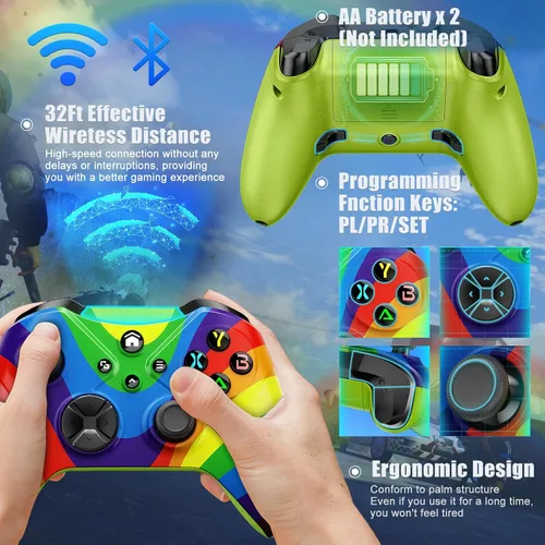 Vista 3 de Colorful Wireless Controller Compatible with Xbox One, Xbox Series XS, Xbox One SX, Steam, AndroidiOSPC Windows, Built-in 6-Axis Motion Sensor