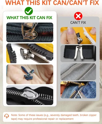 Vista 6 de Kit de reparación de cremalleras VICHERIA (200 piezas) - ¡con deslizadores compatibles con YKK y deslizadores universales! Arregla la mayoría