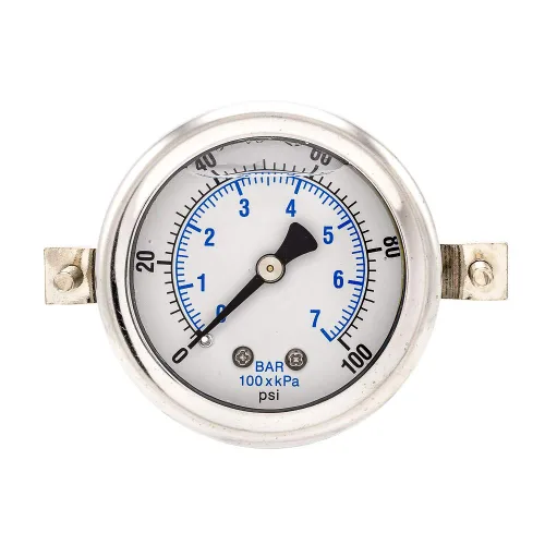 Vista 18 de PIC Gauges 203L-204M Medidor de presión relleno de glicerina con abrazadera en U con carcasa SS/bisel, internos de latón, lente de PC, dial de 2