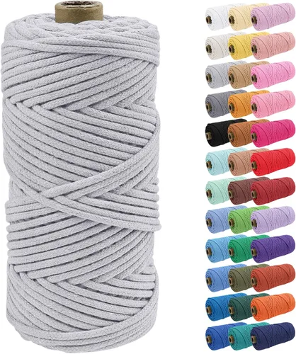Vista 78 de JeogYong Cuerda de macramé de 0.157 in x 109 yardas, cuerda trenzada de algodón natural, cuerda de macramé para bolsas de ganchillo, colgar