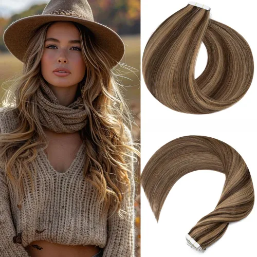 Vista 13 de Rich Choices Extensiones de cabello humano con cinta, 40 unidades, 3.53 oz, 100% Remy, extensiones de cabello humano real, extensiones de cabello