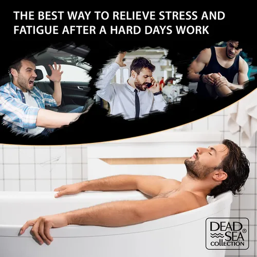 Vista 4 de Dead Sea Collection Sales de baño para hombres con aceite de madera de ámbar – baño de recuperación muscular – Sal pura del mar muerto para hombre