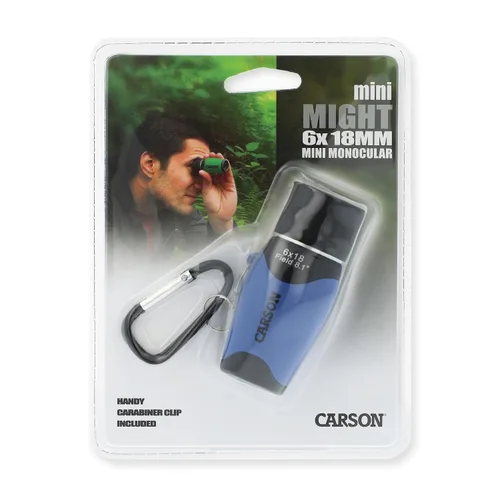 Vista 4 de Carson MiniMight 6 x 18 mm Monóculo de bolsillo con mosquetón, azul (MM-618CB)