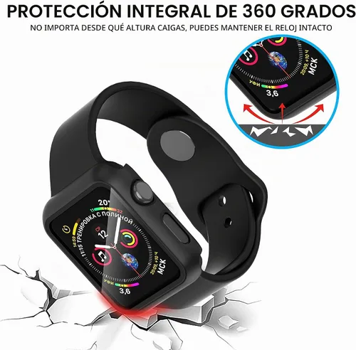 Vista 5 de Diruite Juego de 2 fundas para Apple Watch Series 3/2/1 de 38mm, protector de pantalla de vidrio templado ultradelgado de todo alrededor para iWatch