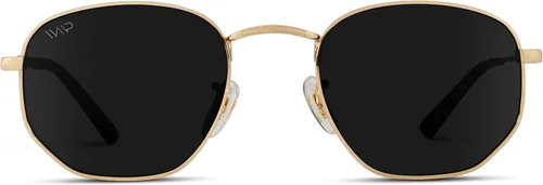 Vista 2 de WearMe Pro - Gafas de sol polarizadas retro con marco dorado redondo geométrico