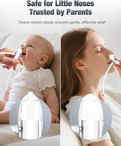 Vista 8 de Aspirador nasal para bebés con succión sin boca con bomba de mano No-mouth suction nasal aspirator with soft silicone tips, clear mucus chamber
