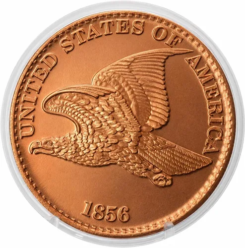 Vista 6 de Réplica de Águila de Oro India de 1907, $10, 1 onza de cobre puro .999, redonda, coleccionable, moneda de 39 mm en cápsula - COA de Heavenly Metals
