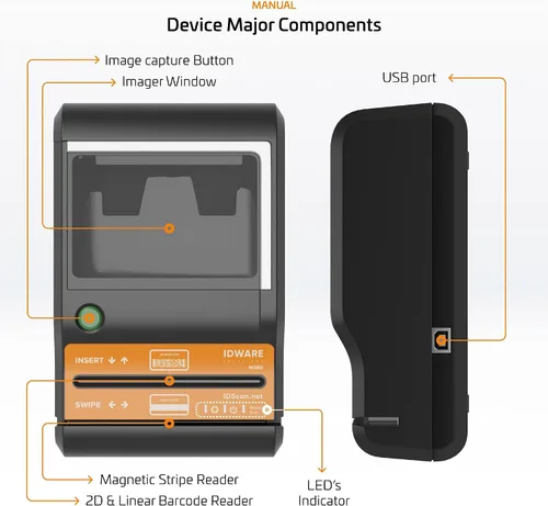 Vista 4 de M280 ID Reader - Escáner de cama plana USB y lector de códigos de barras 2D para escritorio