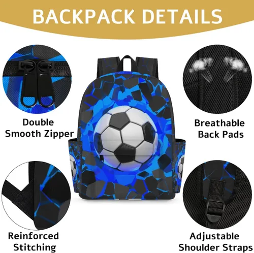 Vista 2 de Mochila infantil para niñas, niños y niñas preescolares, mochila para jardín de infantes, guardería, mochila escolar ligera para niños, Soccer