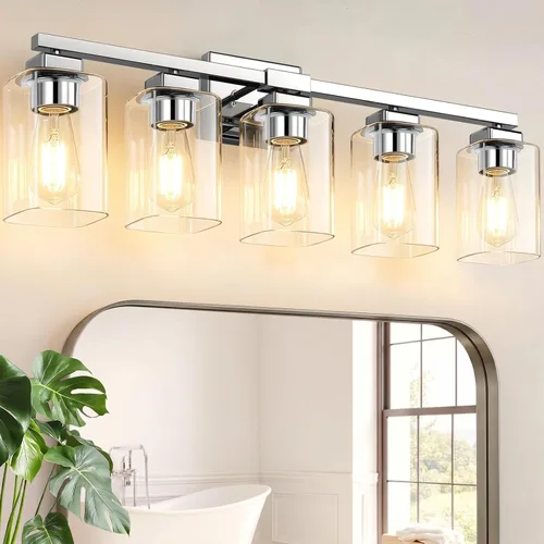 Vista 13 de Lámpara de baño de 3 luces de 19 pulgadas, moderna lámpara de tocador negra, accesorios de iluminación de baño sobre espejo, lámpara de aplique