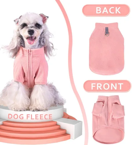 Vista 2 de Suéter de forro polar con cremallera completa para perro, chaqueta de forro polar para perro, abrigo de invierno para perro, ropa cálida para perros