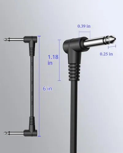 Vista 2 de Donner - Cables de conexión para pedales de efecto de guitarra de 6 pulgadas, negro, paquete de 3