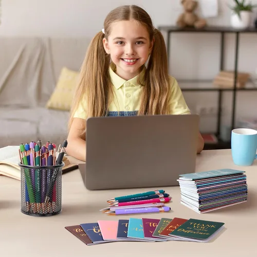 Vista 7 de Ragnhild 48 piezas de regalos de agradecimiento a granel, bolígrafos motivacionales, libretas inspiradoras, mini cuadernos motivacionales, regalos