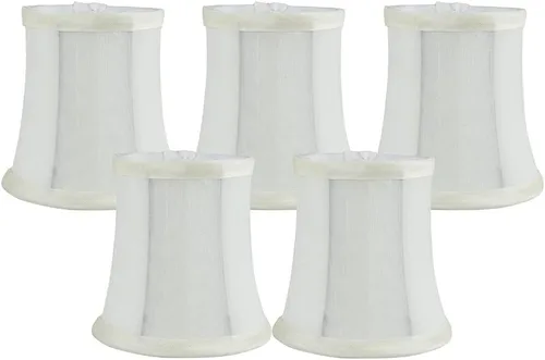 Vista 8 de Pantalla de lámpara de araña de seda sintética azul individual – forma de campana suave, ajuste de clip para bombillas de candelabro, 3.5 x 4.5 x