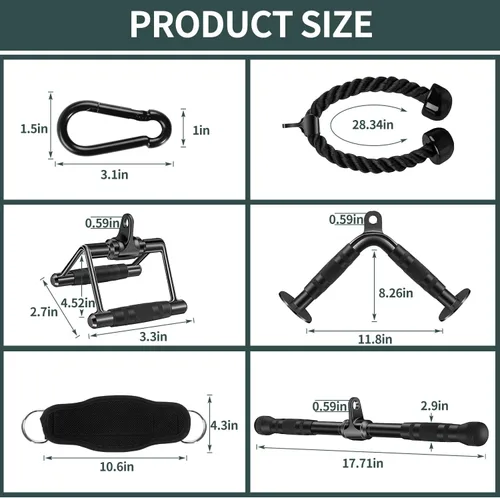 Vista 3 de Solid Cable Machine Attachment, Cable Attachments for Gym, Gym Cable Attachments, Cable Machine Attachments Set