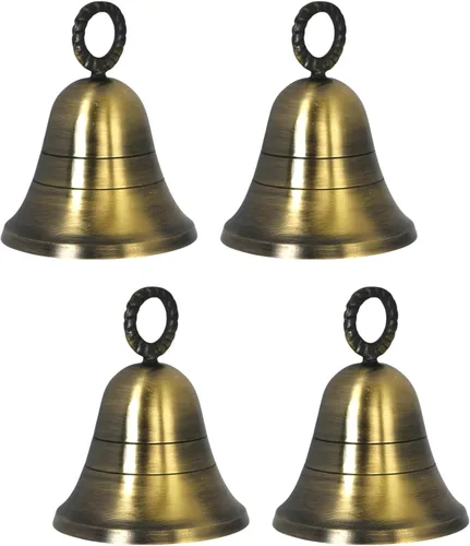 Vista 8 de Campanas de latón indio liso de oro antiguo, cascabeles de cascabel, decoración de puerta del hogar, manualidades, decoración de Navidad, campanas