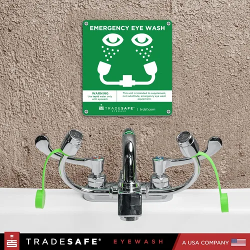 Vista 7 de TRADESAFE Estación de lavado de ojos de emergencia: estación de lavado de ojos para montaje en grifo aprobada por OSHA, estación de lavado de ojos