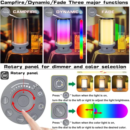 Vista 2 de Lámparas LED de mesa que cambian de color, lámpara de noche regulable con control remoto, lámpara de escritorio enchufable para dormitorio, sala