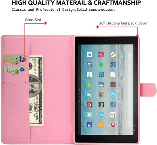 Vista 5 de Funda tipo cartera para tableta Amazon Fire HD 10 (5ª generación/7ª generación/9ª generación), soporte plegable delgado