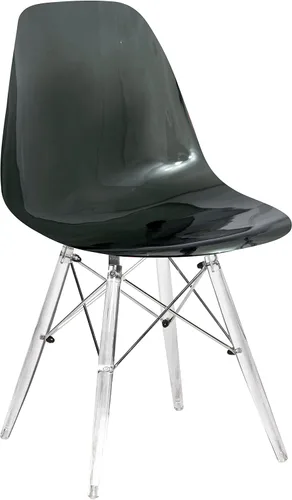 Vista 22 de LeisureMod Cresco - Silla de comedor moldeada moderna con base Eiffel cromada y patas de soporte acrílicas en forma de X, silla auxiliar ergonómica