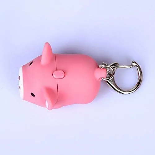 Vista 9 de ODETOJOY Lindo cerdo llevó llavero con linterna de sonido LED Animal llavero de dibujos animados 3D juguete llavero para niñas niños