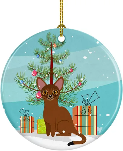 Vista 21 de Caroline's Treasures Árbol de Navidad de gato asiático, adorno de cerámica para colgar en el árbol de Navidad, decoración para el hogar, Navidad