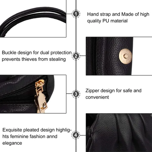 Vista 2 de TENDYCOCO Bolso casual para mujer Mini bolsa de dumpling Bolso de embrague PU para compras boda cóctel (rojo)