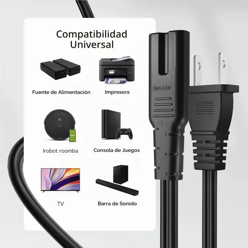 Vista 5 de TNP C7 - Cable de alimentación de 2 clavijas, figura 8, para TV y consolas Negro