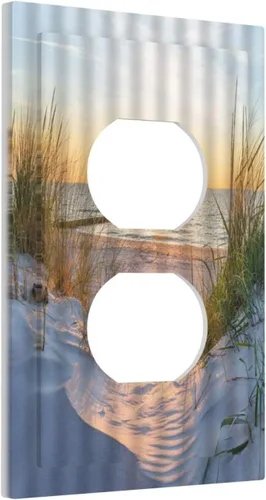 Vista 127 de Placa de pared de 1 cuadrilla, diseño de playa, océano, amanecer, mar, atardecer, cubierta de interruptor de luz en blanco, decorativo, sin