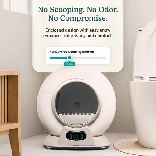 Vista 2 de Petcove PurrTek - Caja de arena autolimpiante automática para varios gatos, con control inteligente de aplicación (Wi-Fi de 5 GHz), triple control
