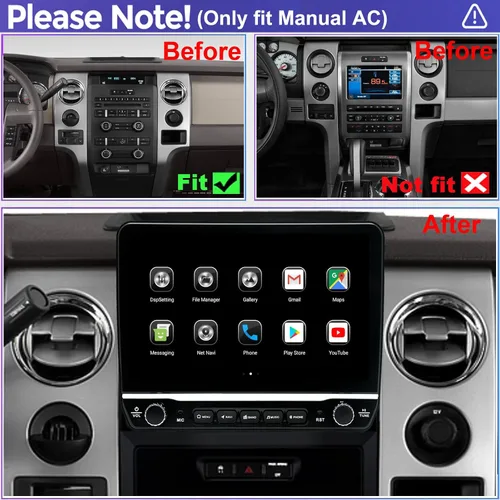 Vista 2 de Para Ford F150 Radio Upgrade 2013 2014 STX XL, QLED Touch Screen Stereo,8 Core CPU,Carplay Android Auto Ready,Mantener el control del volante