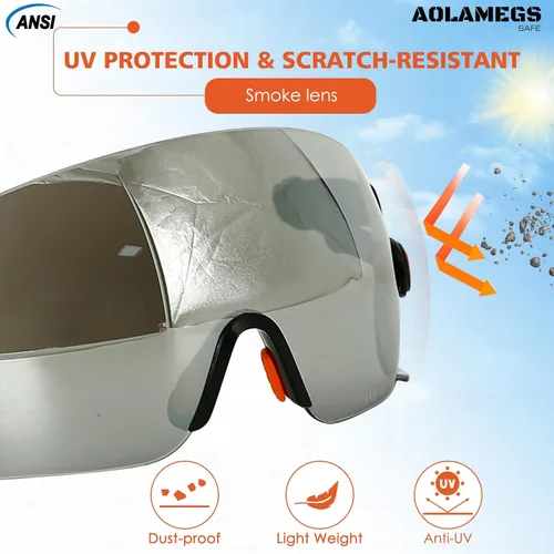 Vista 10 de Anteojos de seguridad ANSI Z87, accesorios de visera de casco duro de construcción OSHA, protector de ojos transparente y tintado integrado