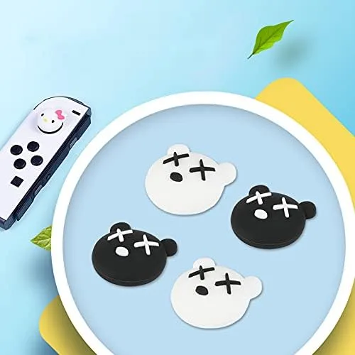 Vista 2 de PERFECTSIGHT 4 tapas de agarre para el pulgar compatibles con consola Nintendo SwitchOLEDLite funda de botón analógico 3D de silicona suave Kawaii