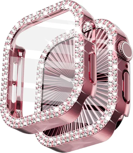 Vista 60 de Surace - Carcasa de 1.49 pulgadas compatible con Apple Watch con protector de pantalla, caja protectora general con diseño de diamantes brillantes