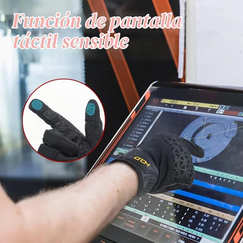 Vista 4 de HANDLANDY Guantes de trabajo para hombre, pantalla táctil, guantes de mecánico, ajuste flexible y transpirable, nudillos y palma acolchados Negro