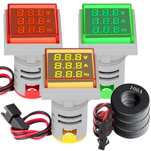 Vista 9 de DROK - Juego de 3 medidores de corriente AC 100A, probador de corriente digital AC 0-100A con pantalla LED grande, adecuado para 110V 220V, panel