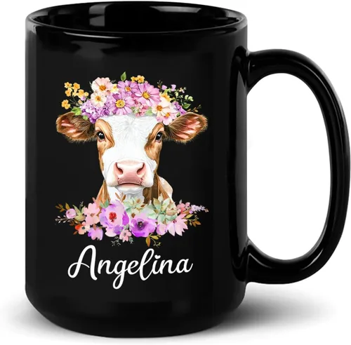 Vista 31 de Taza de café con nombre personalizado, regalo para amigo, compañero de trabajo, cumpleaños, taza de cerámica negra personalizada para amantes