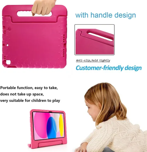 Vista 6 de Funda para niños para iPad de 9ª/8ª/7ª generación de 10.2 pulgadas con mango giratorio/soporte, ligera, suave, espuma EVA, a prueba de golpes, 01#