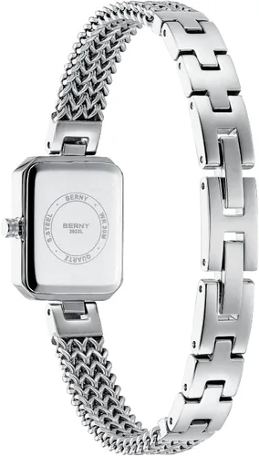 Vista 7 de BERNY Relojes de Plata para Mujeres Damas Conjunto de Reloj de Pulsera y Pulsera Delicado Reloj de Pulsera de Cuarzo Premium con Acentos de Cristal