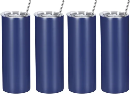 Vista 15 de Paquete de 4 vasos delgados de 20 onzas, juego de vasos delgados de acero inoxidable en caja de regalo individual, 20 onzas de capacidad, vaso