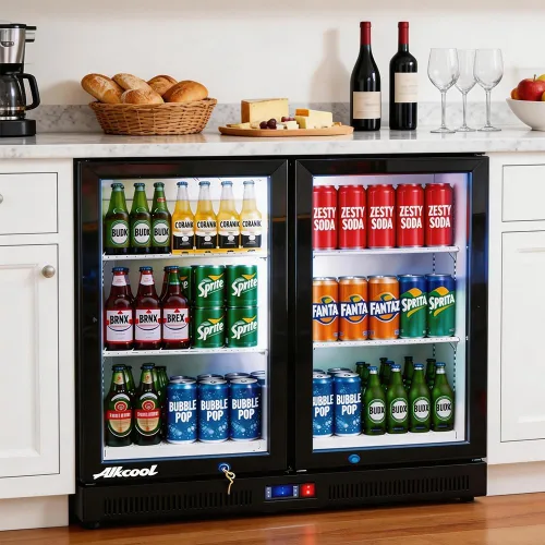 Vista 3 de Enfriador de barra trasera para debajo de la encimera, refrigerador de bebidas de 7.5 pies cúbicos, refrigerador bajo encimera, 2 puertas de 36