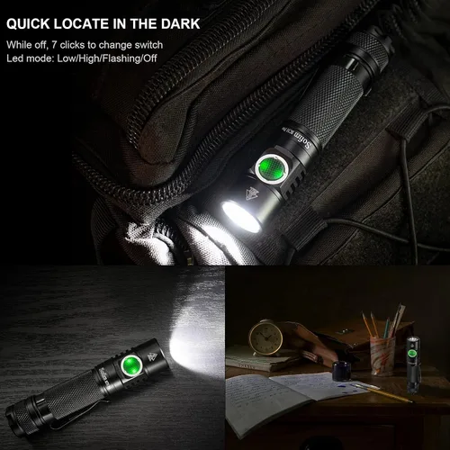Vista 2 de Sofirn SC31 Pro linterna recargable de 2000 lúmenes, linterna recargable con potente LED SST40 6500K, para EDC, campamento, senderismo, pesca