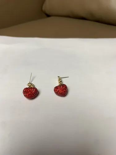 Vista 6 de Aretes de corazón rojo con forma de corazón y corazón de amor, regalo de San Valentín